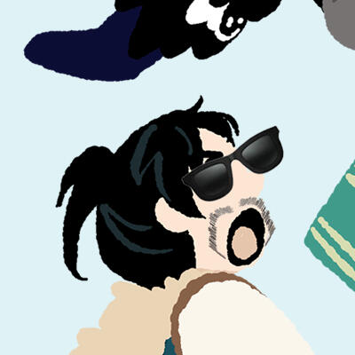 Crop of Felix, but with sunglasses emoji and Rodrigue's moustache badly edited in